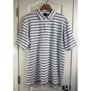 Dunning Golf Men's Navy Blue White Stripe Short Sleeve Polo Shirt Size XL